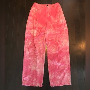 Raquel Allegra Pink Tie Dye Washed Denim Amber Pant